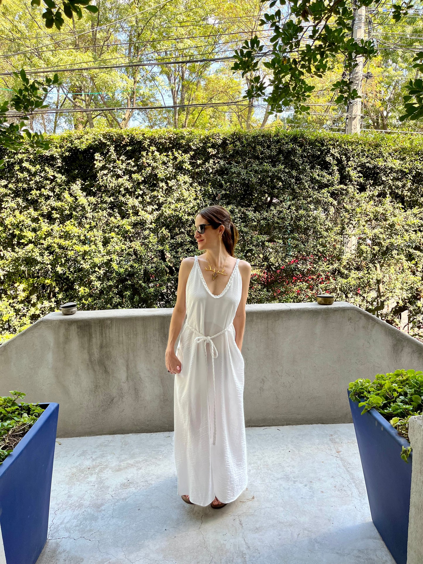 Vestido halter trenzado |blanco |