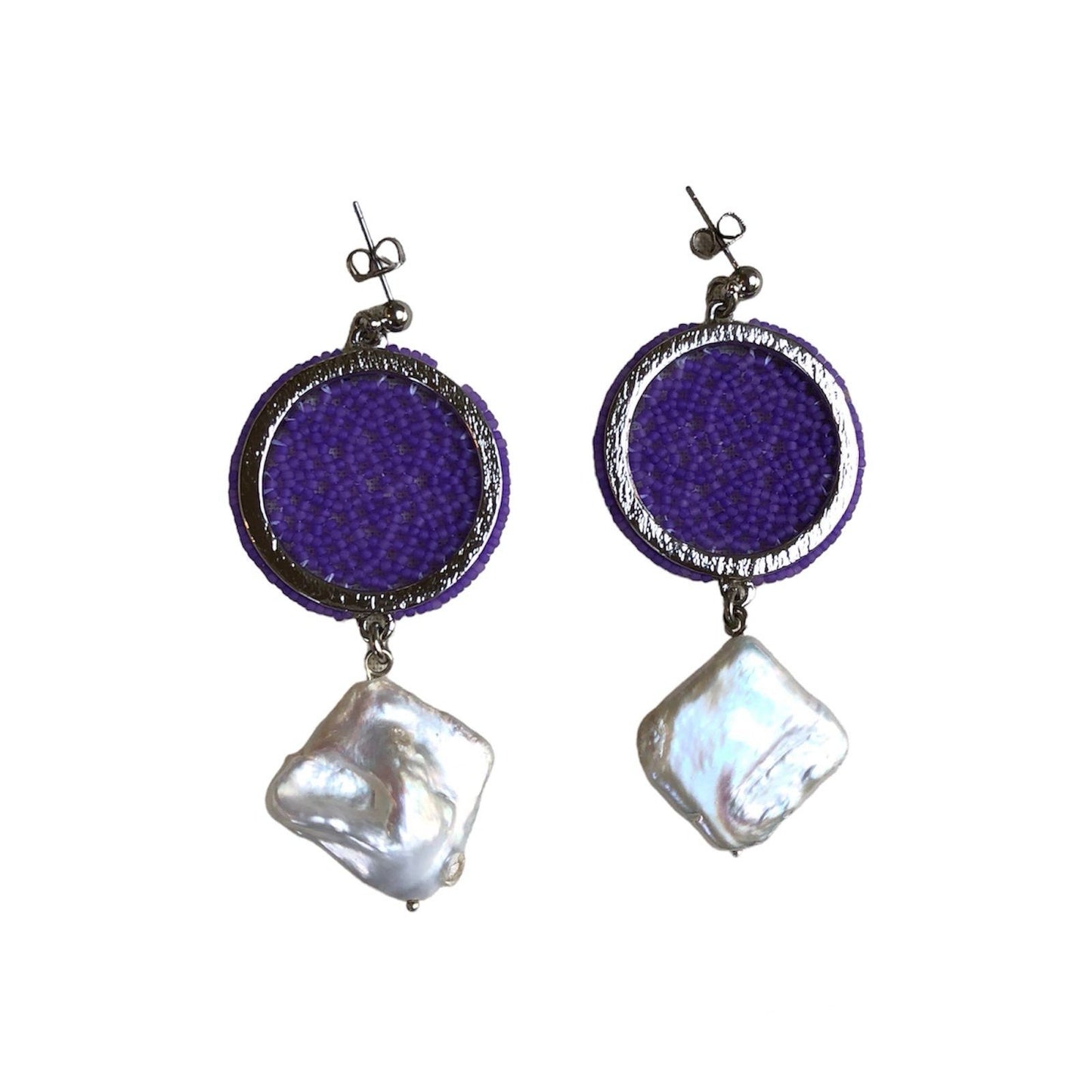 Arete círculo sagrado perla rodio
