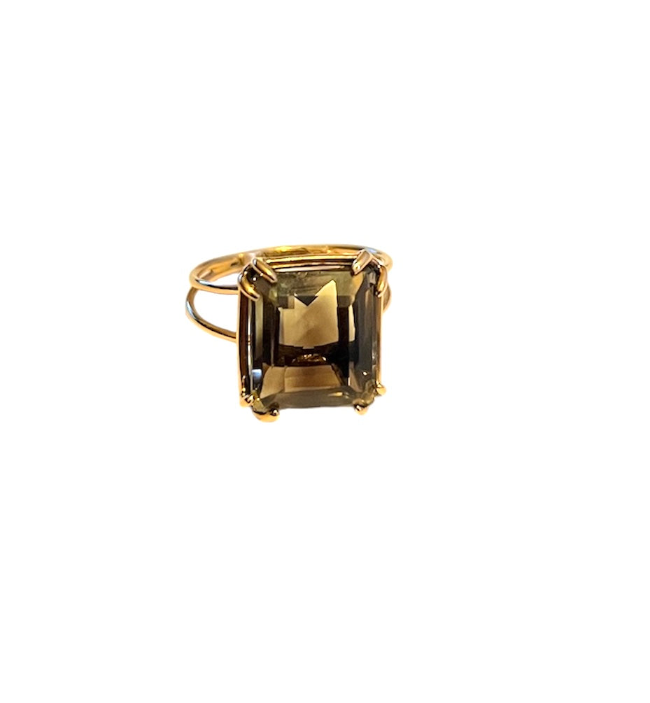 Anillo cuadrado quarzo humo
