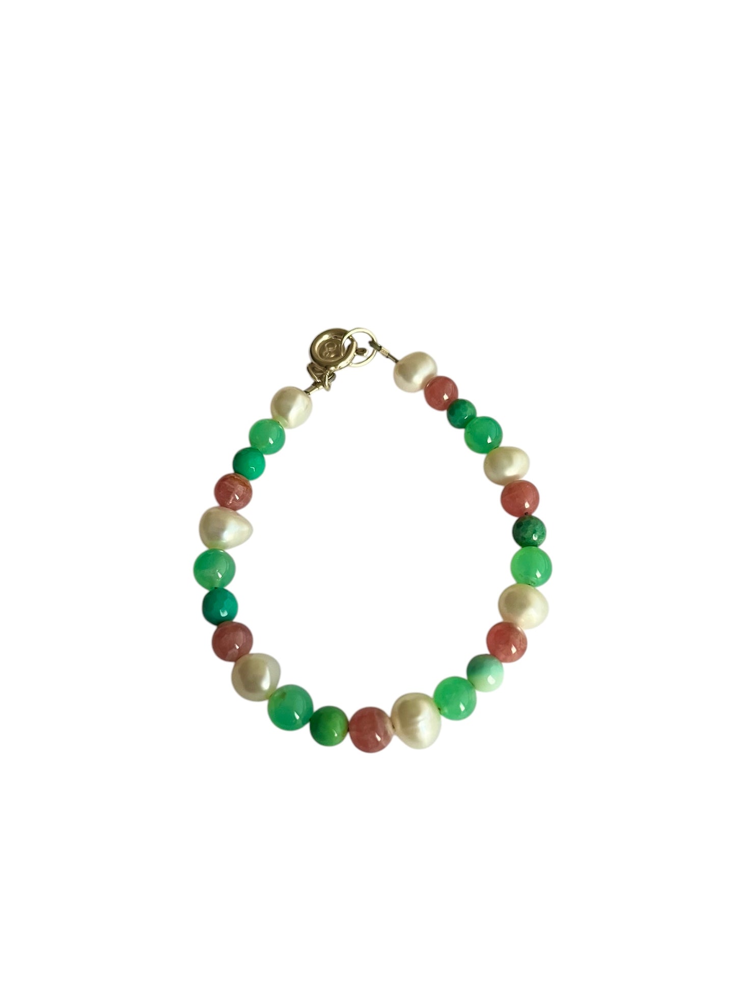 Pulsera perla crisoprasa y fresa