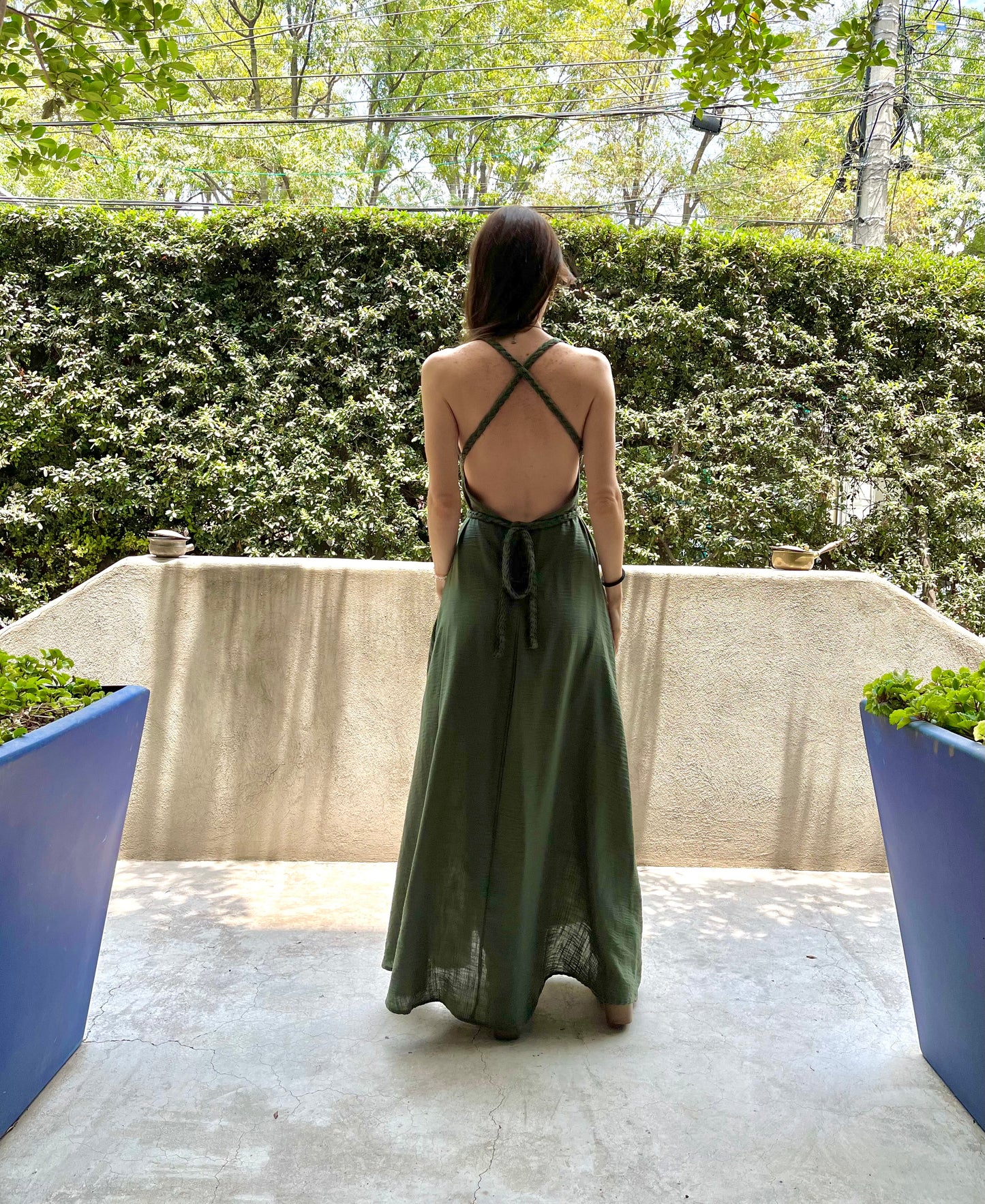 Vestido halter trenzado |verde