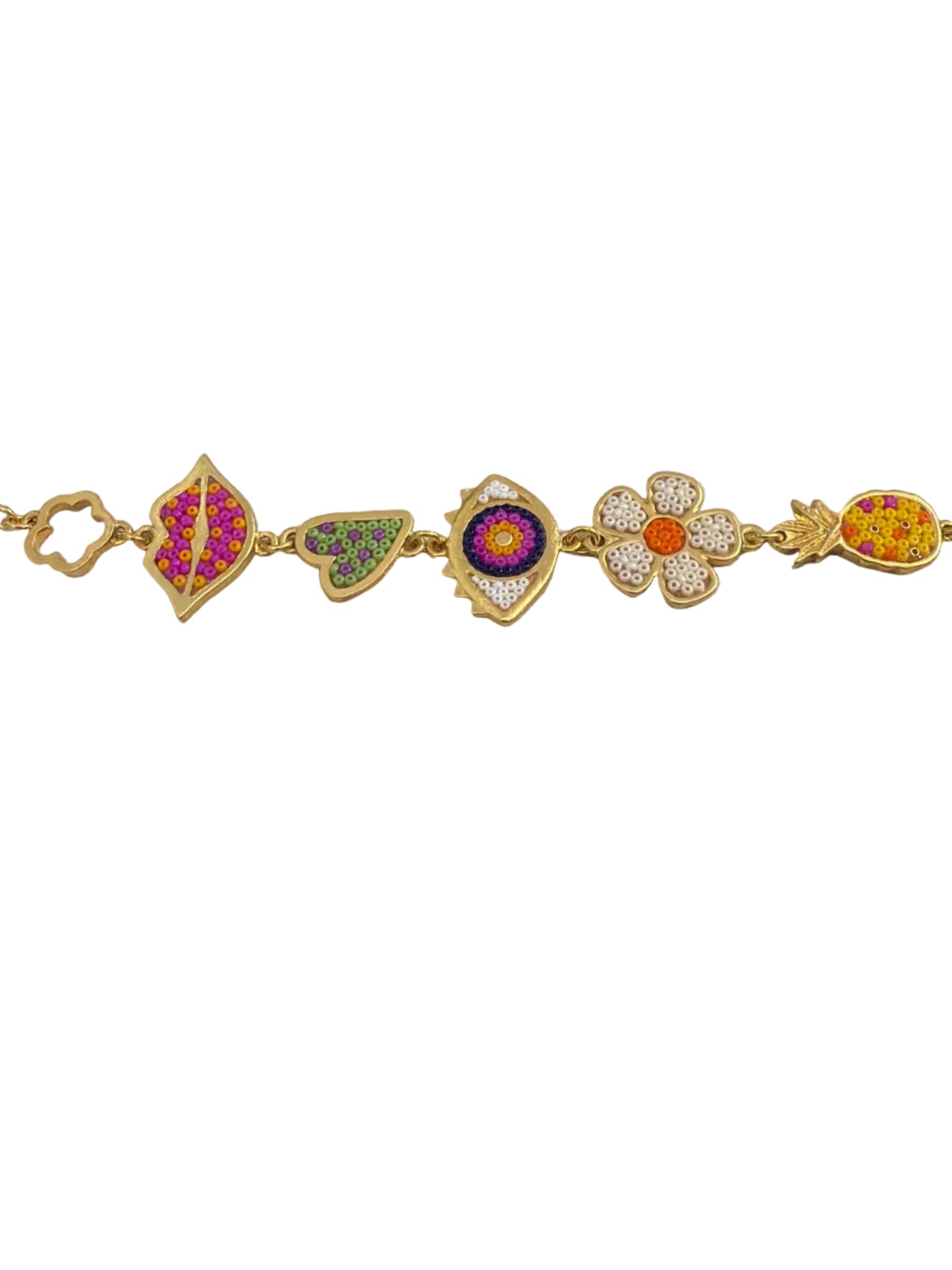 Pulsera boca - ojo - corazón - flor - piña