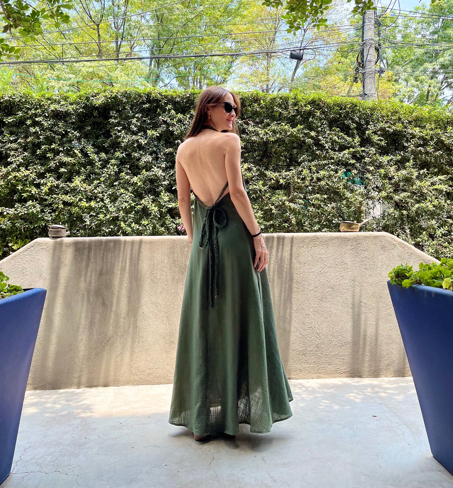 Vestido halter trenzado |verde