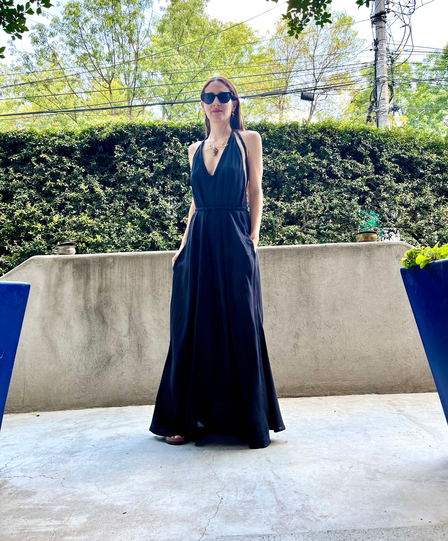 Vestido halter trenzado | negro