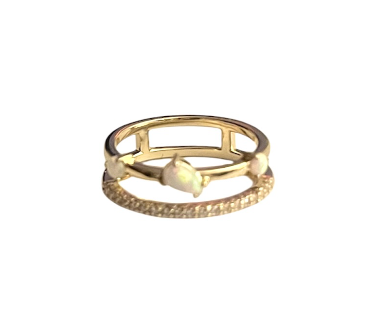 Anillo opalo blanco circonias
