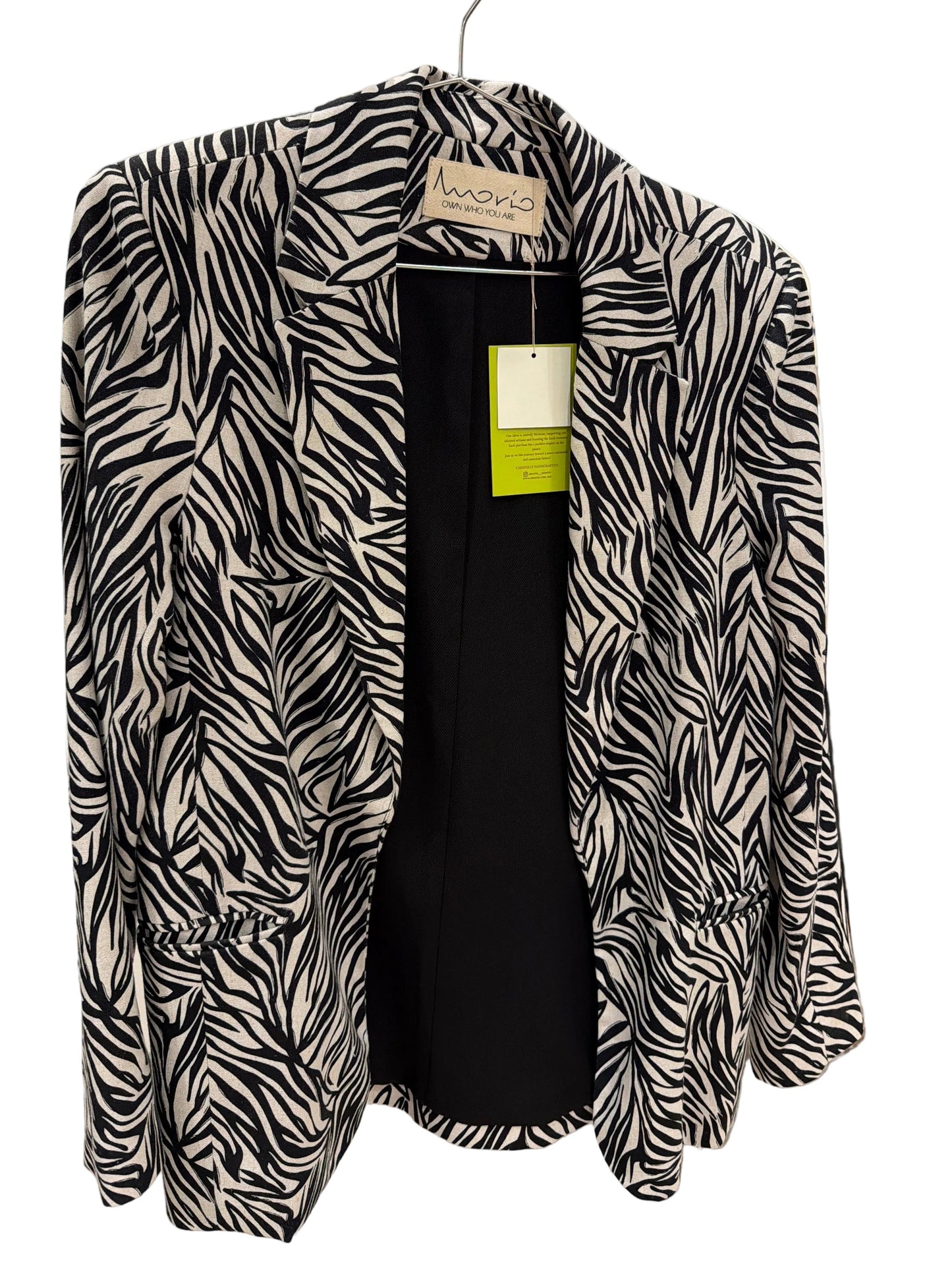 Saco lino estampado hojas ivory negro