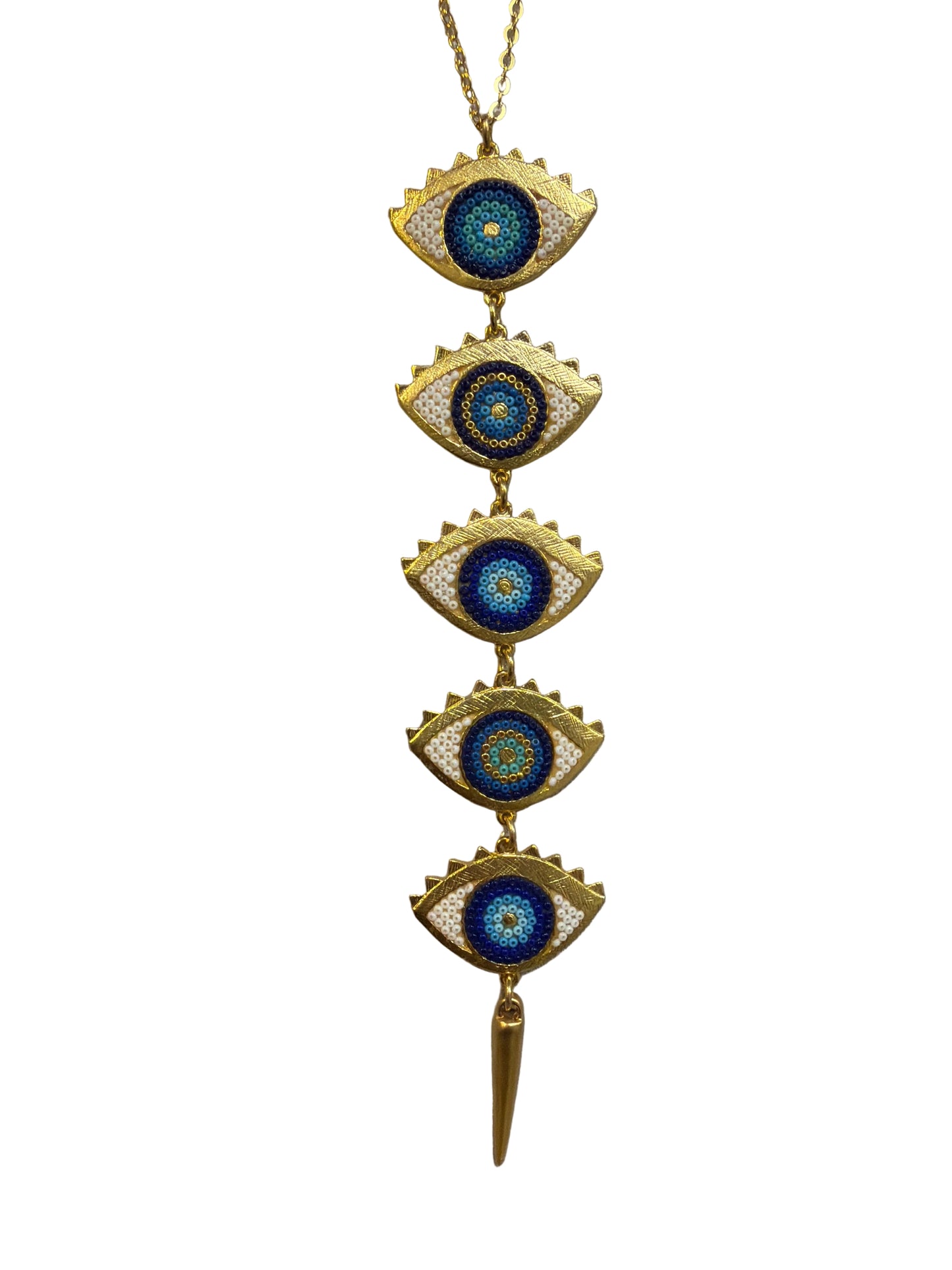 Collar 5 ojos turcos grandes c/ lanza