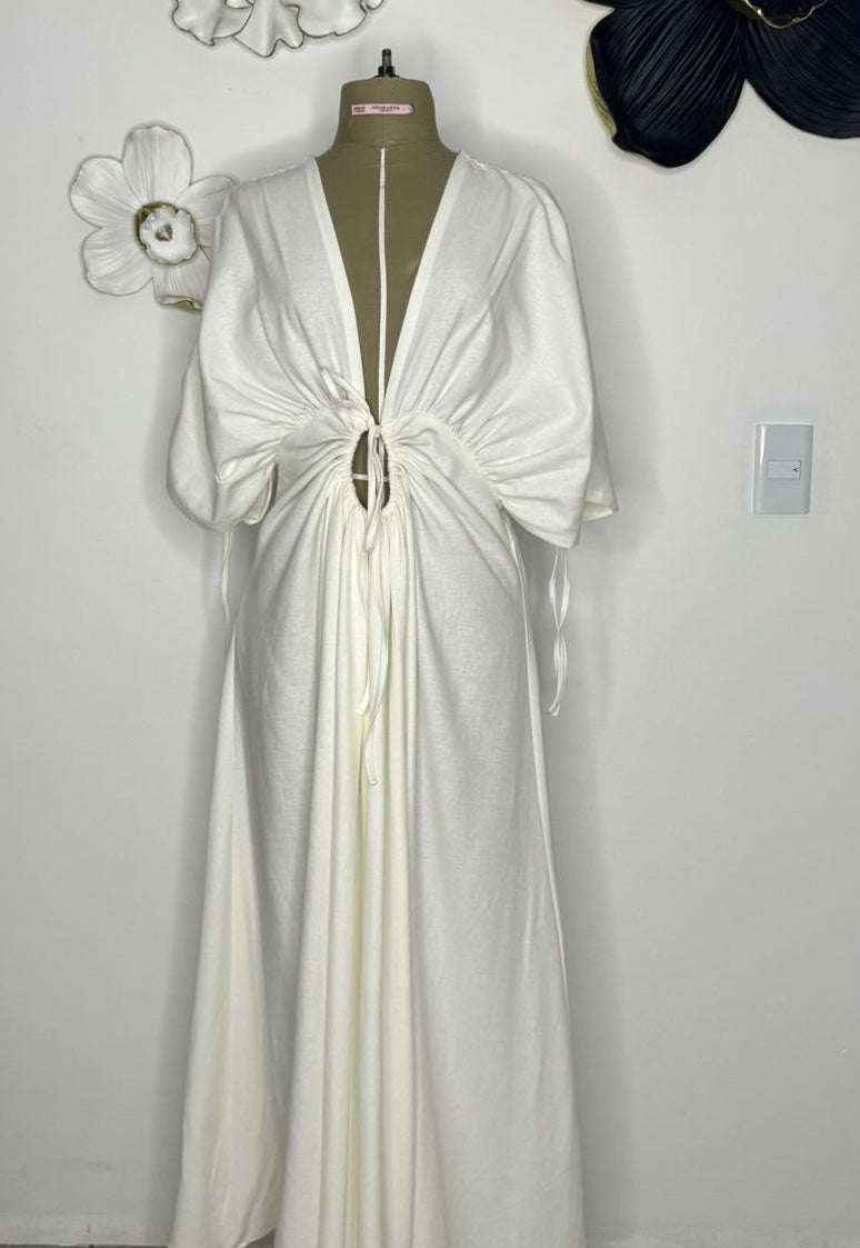 Vestido blanco abertura en medio