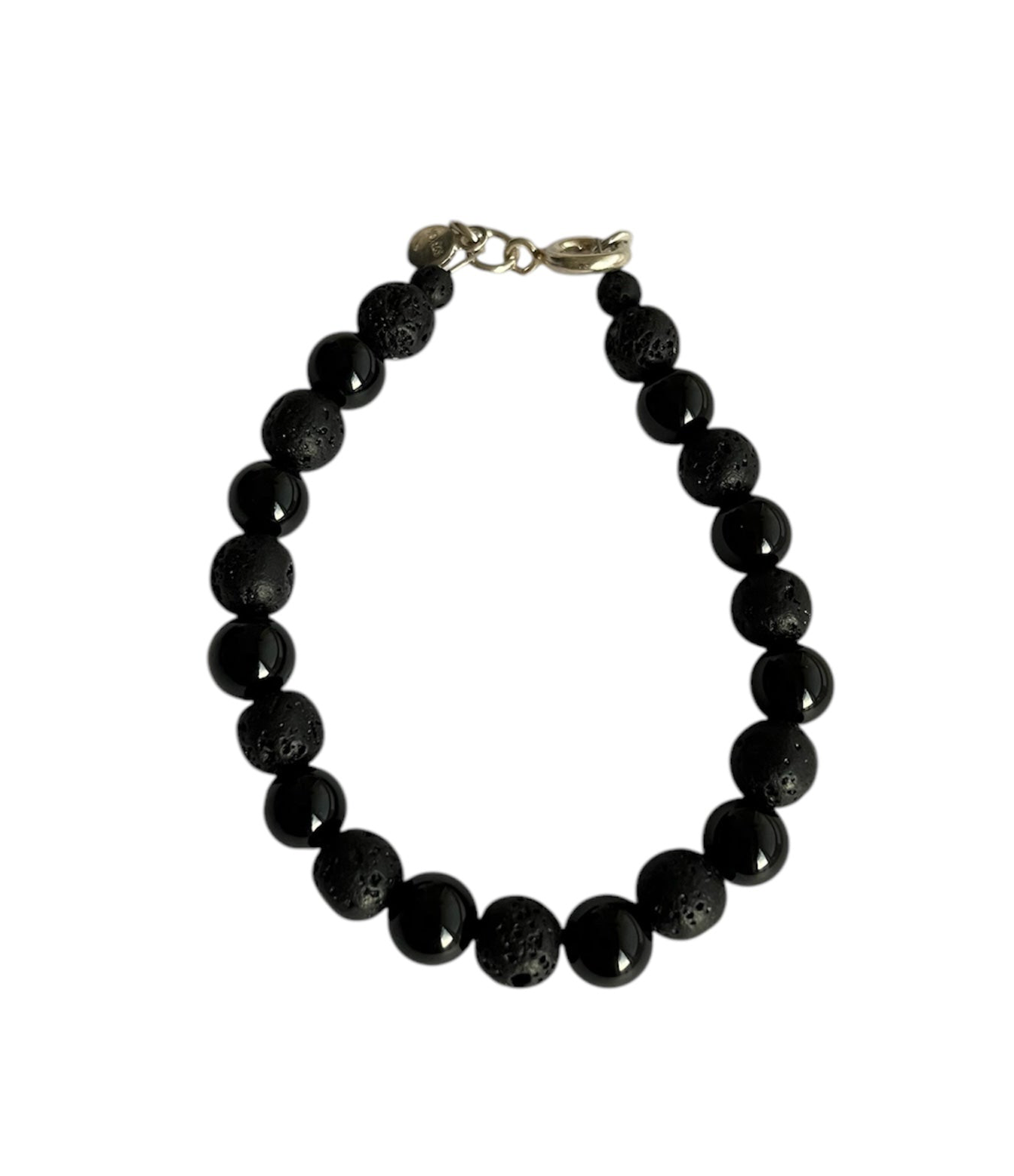 Pulsera ónix y piedra volcanic hombre gde