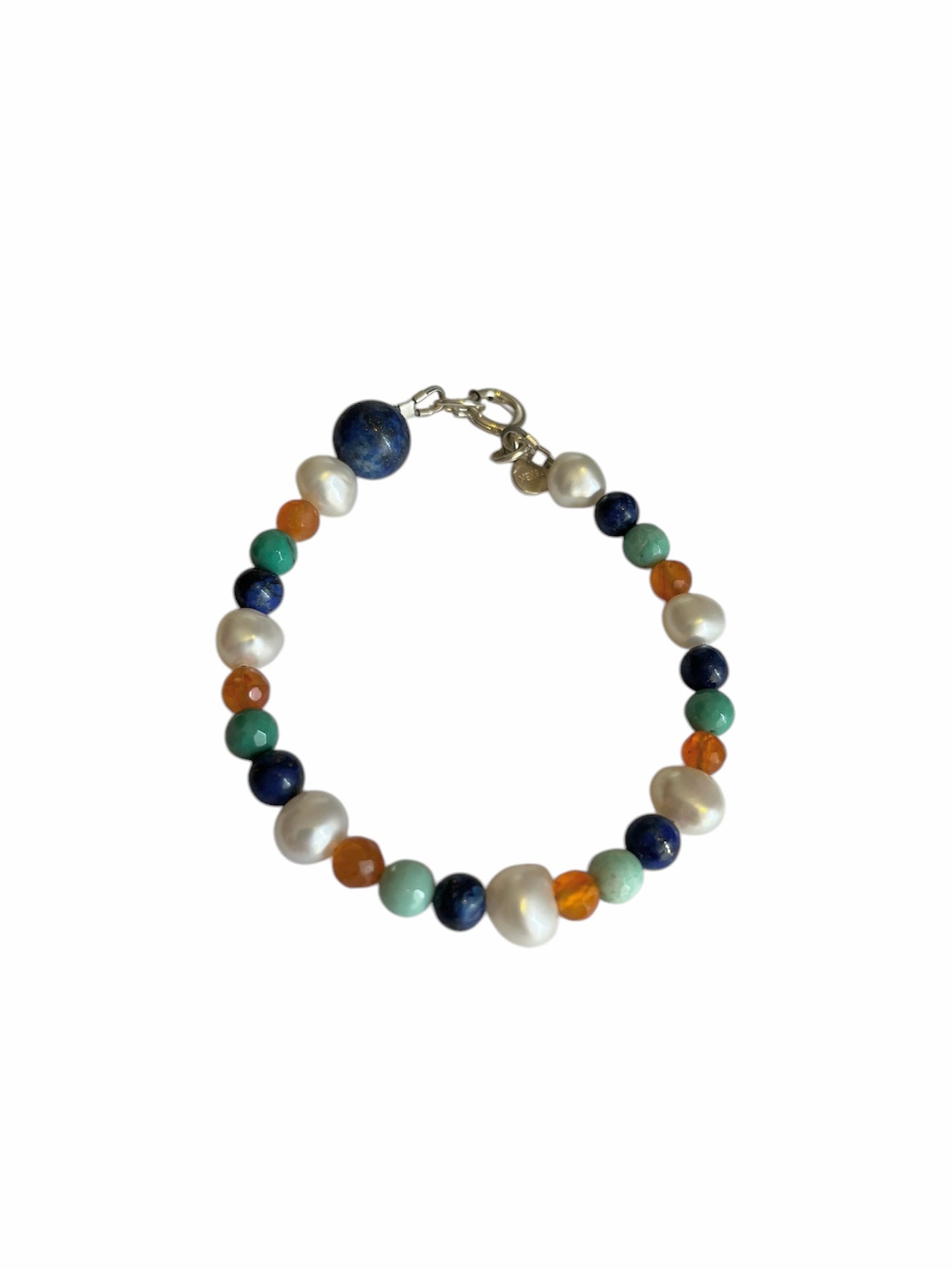 Pulsera crisoprasa lapislazulli perla