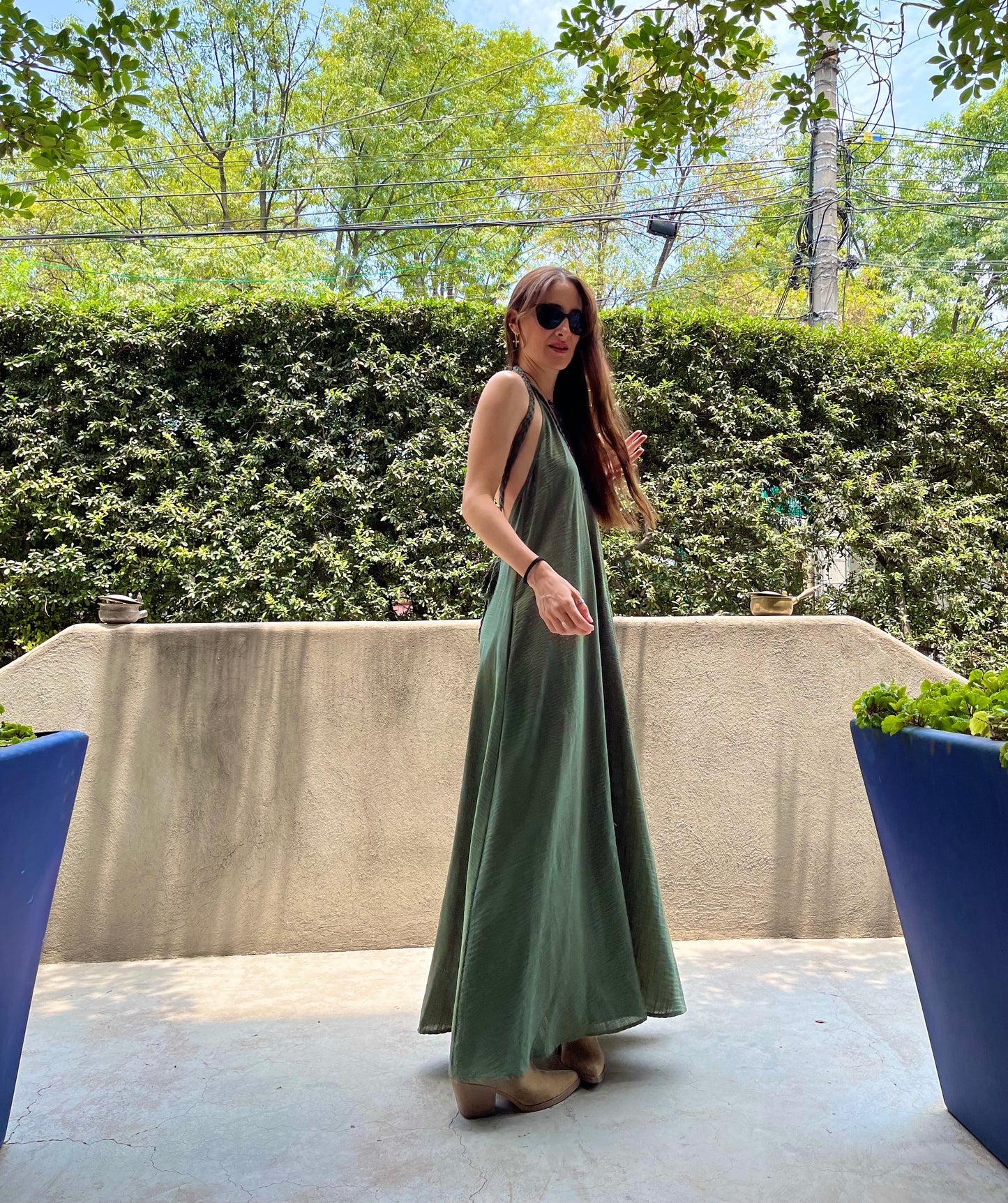 Vestido halter trenzado |verde