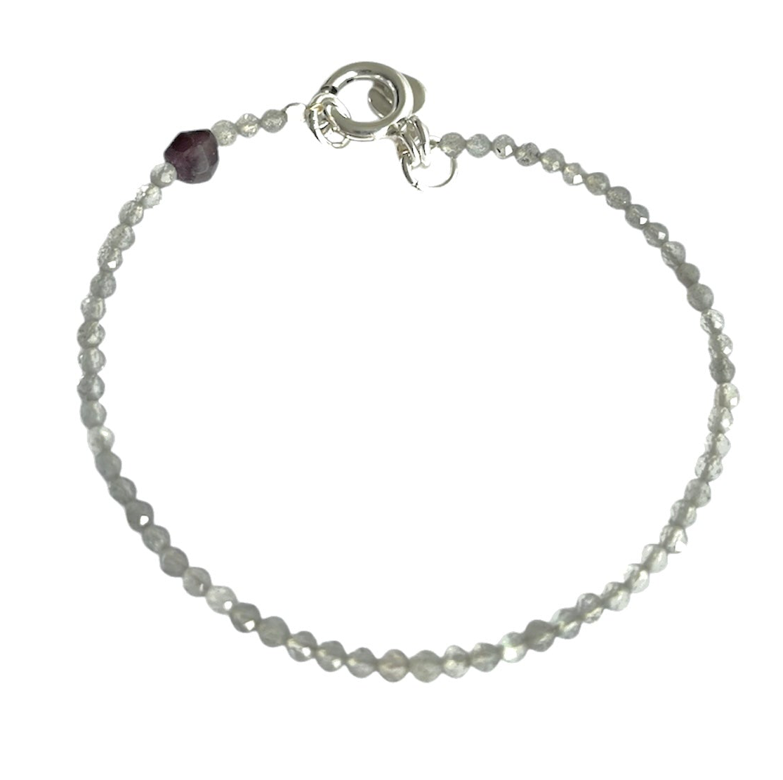 Pulsera piedrita labradorita gris facetada