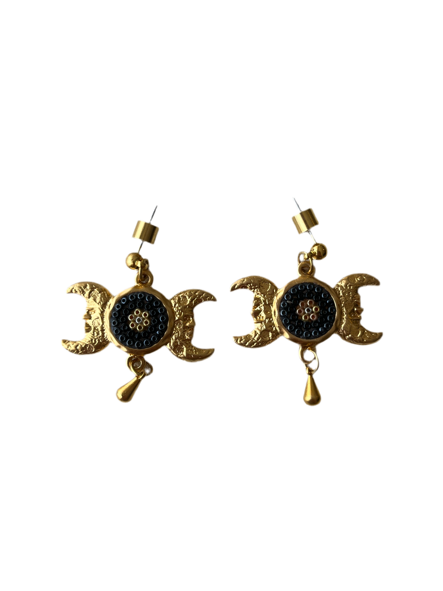 Aretes Luna dual con gota