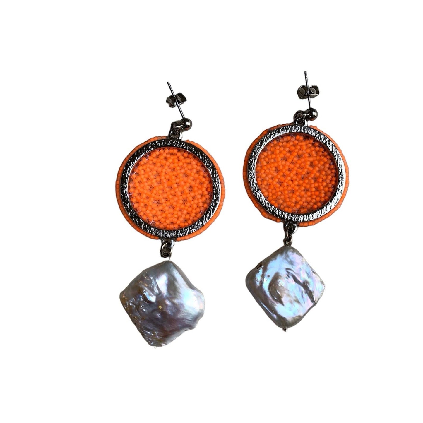 Arete círculo sagrado perla rodio