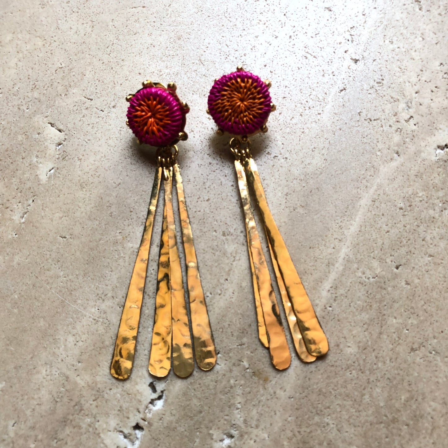 Arete Elizabeta círculo rosa/ naranja