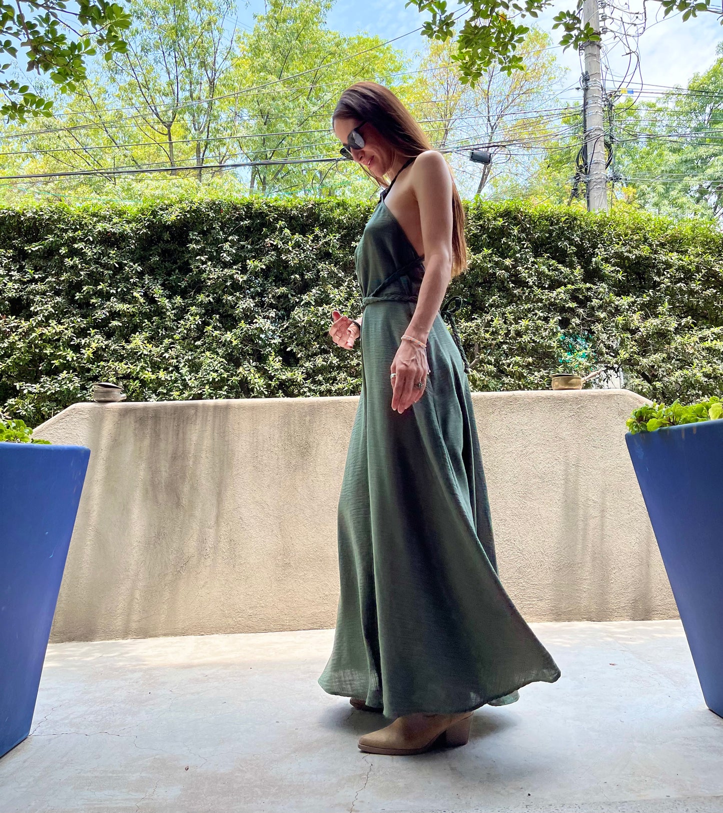 Vestido halter trenzado |verde