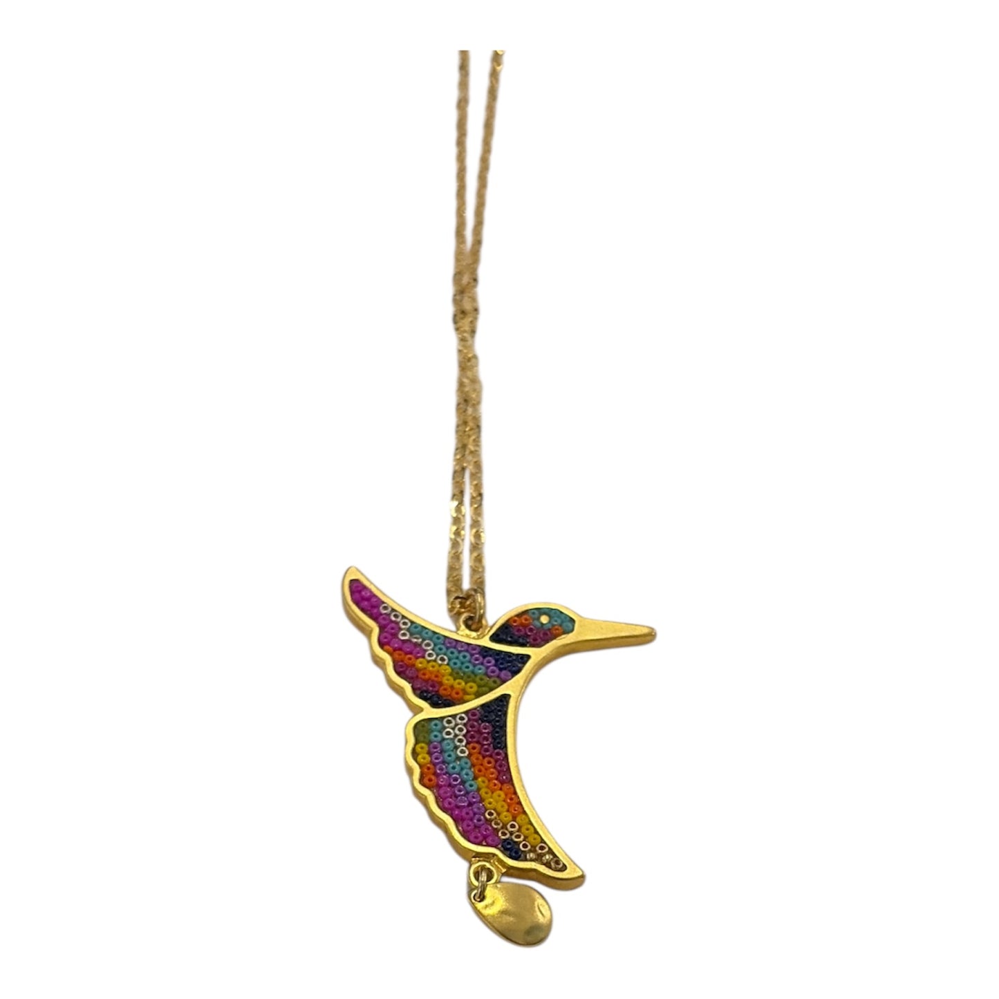 Collar colibrí chico colorido con gota