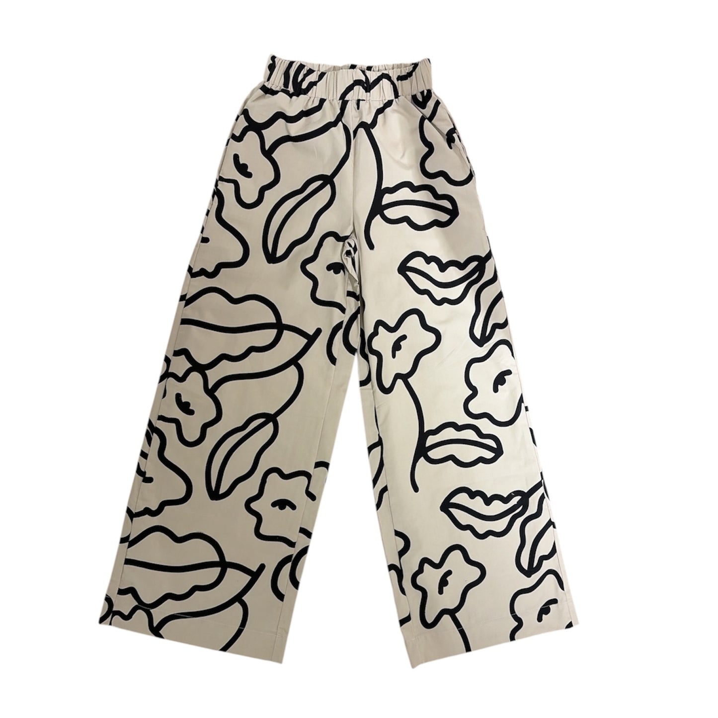 Pantalón recto sabía flor arena y negro