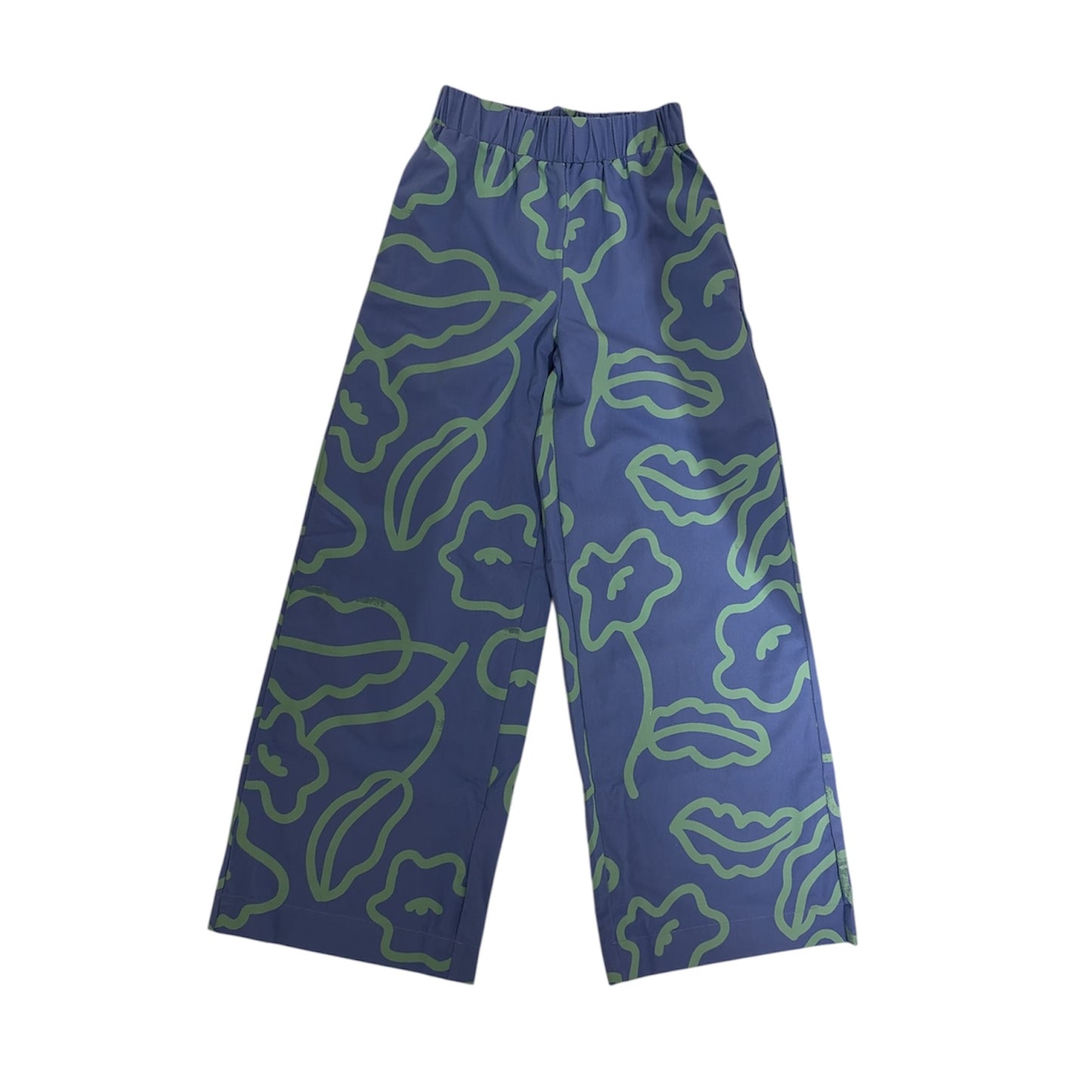 Pantalón recto sabía flor azul y verde