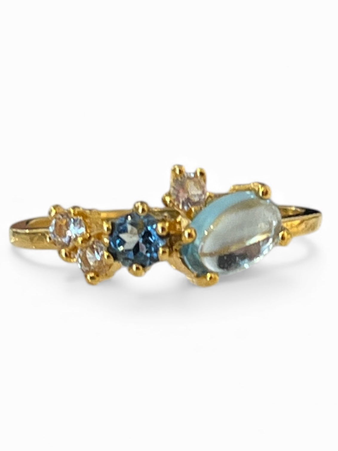 Anillo confeti topacios azules