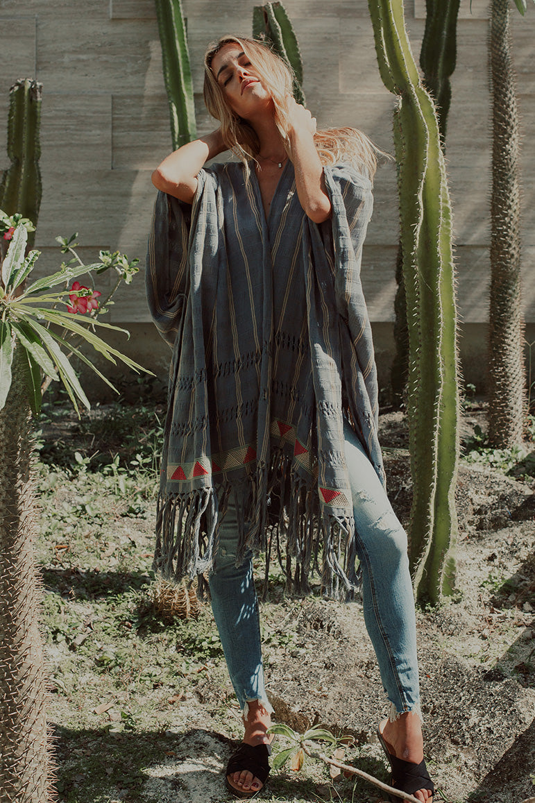 KIMONO NAHA || Azul Grisáceo