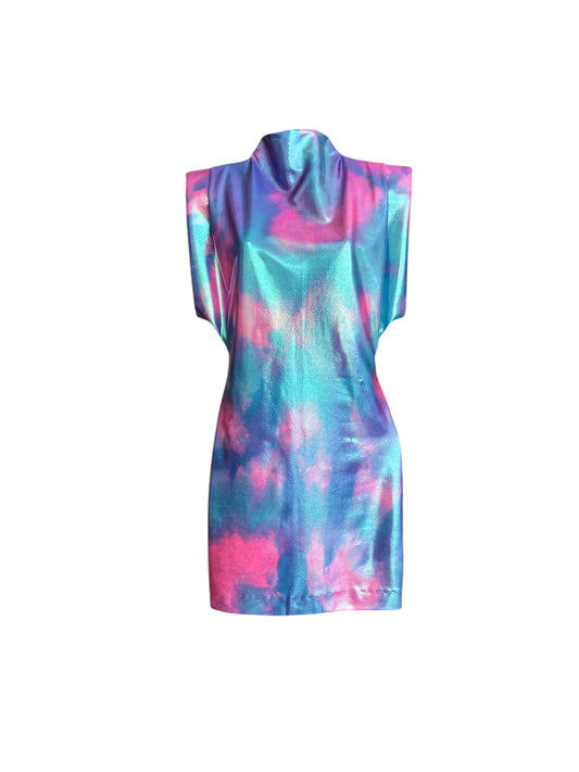 vestido regina metálico tie dye