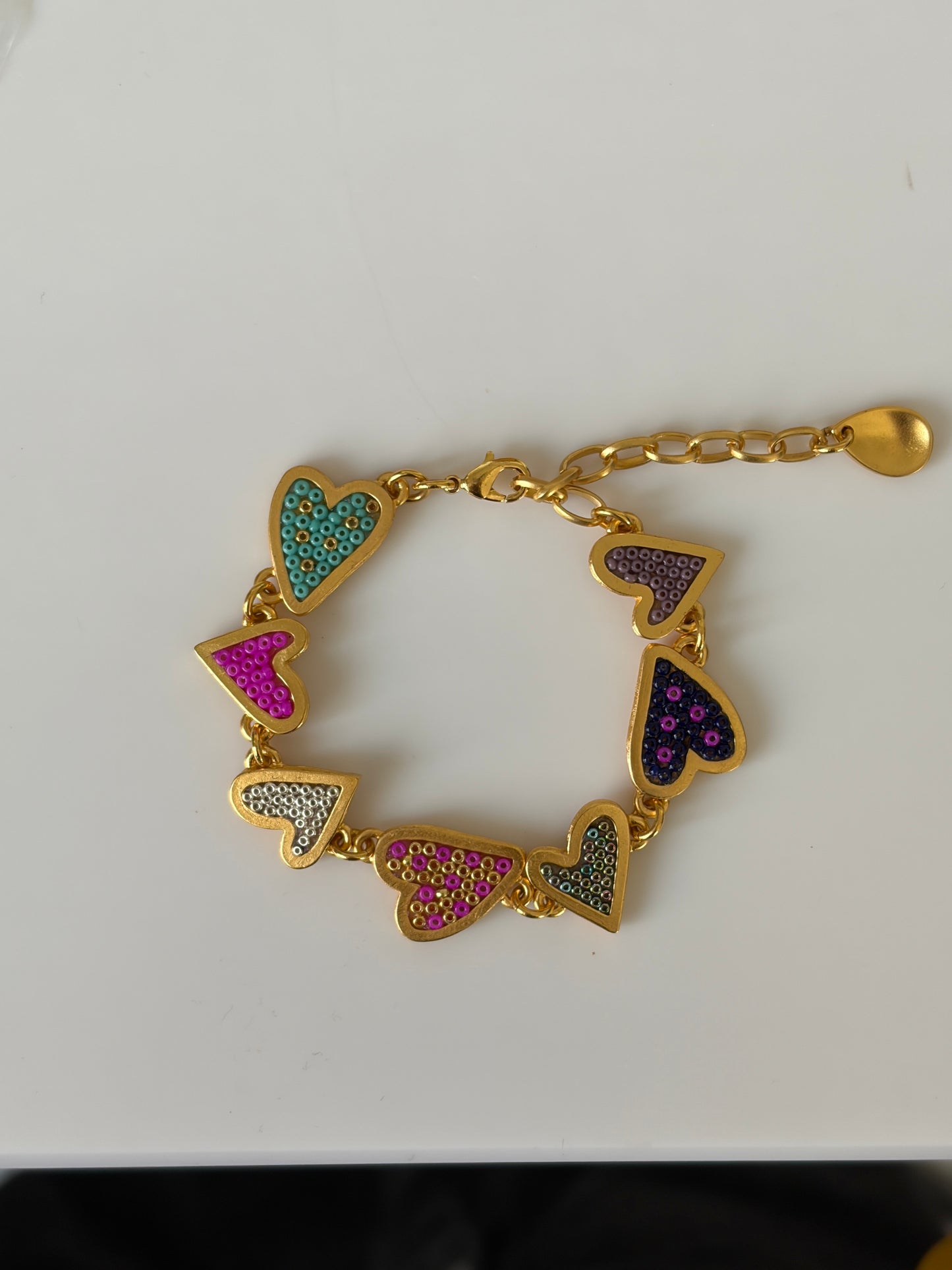 Pulsera 8 corazones color turquesa
