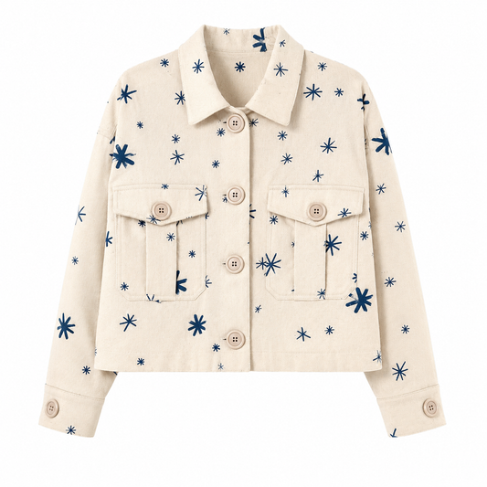 Chamarra ivory - azul estrellas