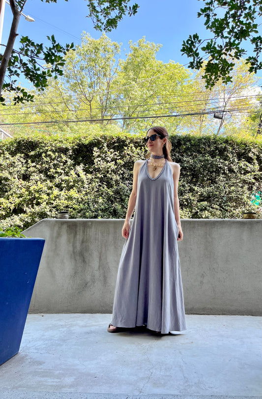 Vestido halter trenzado | gris |