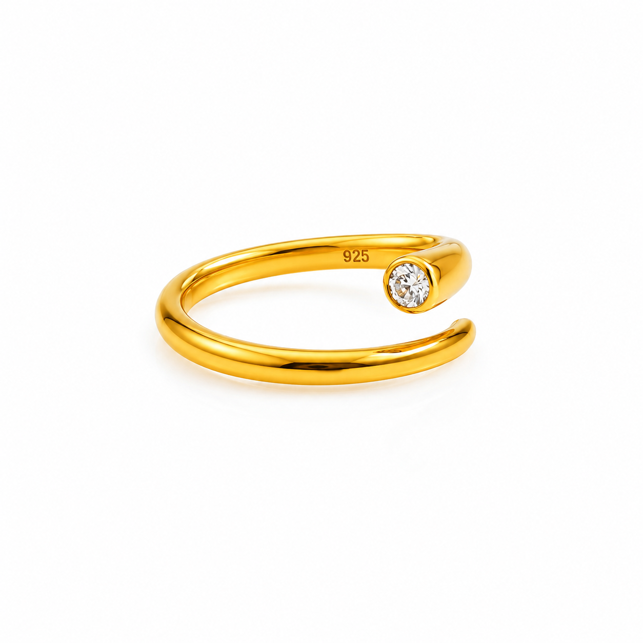 Anillo espiral circonia natural
