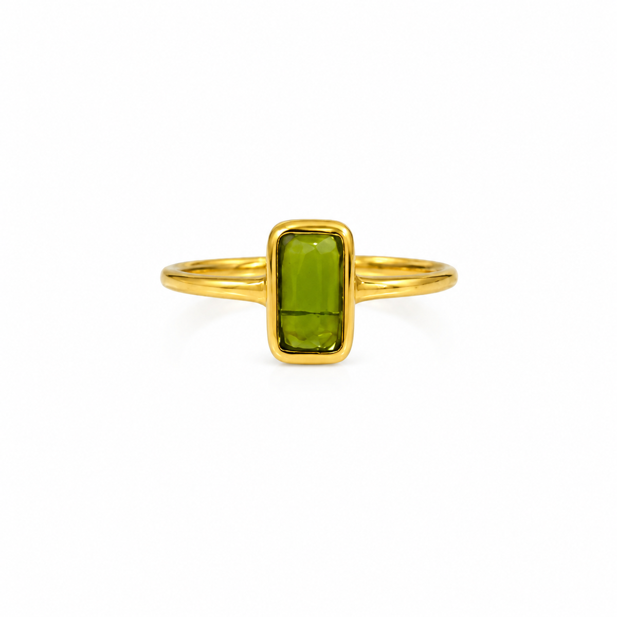 Anillo rectángulo imperio turmalina verde