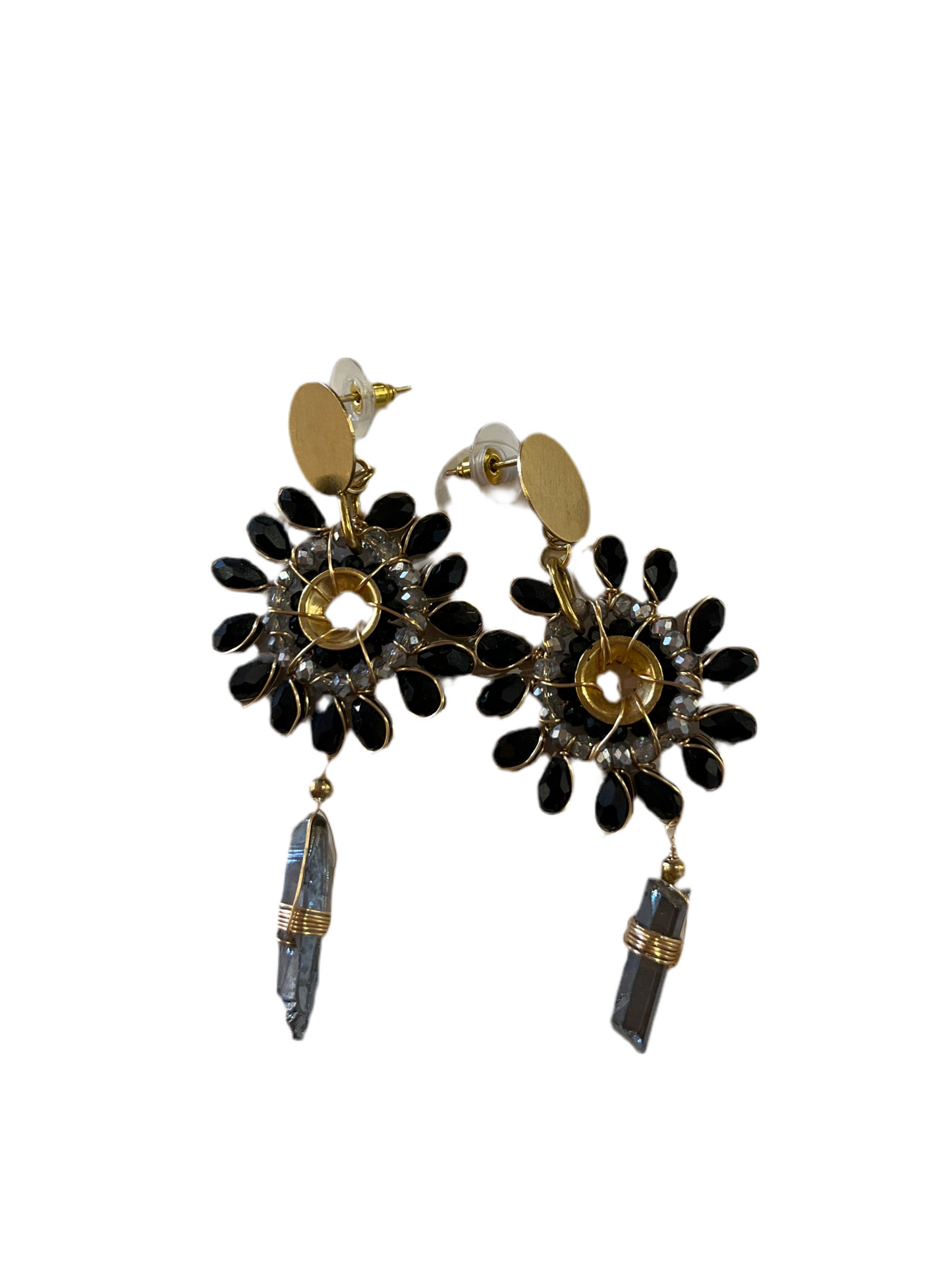 Aretes flor con cuarzo