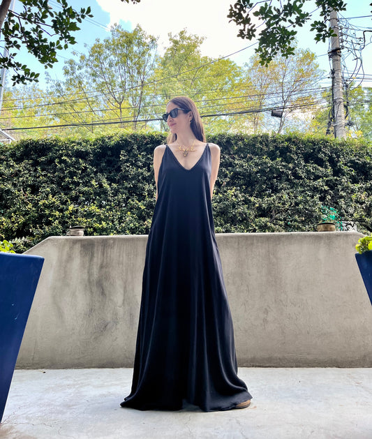 Vestido halter trenzado | negro