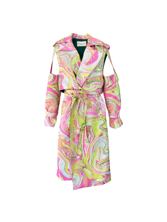 Gabardina chaleco rosa verde