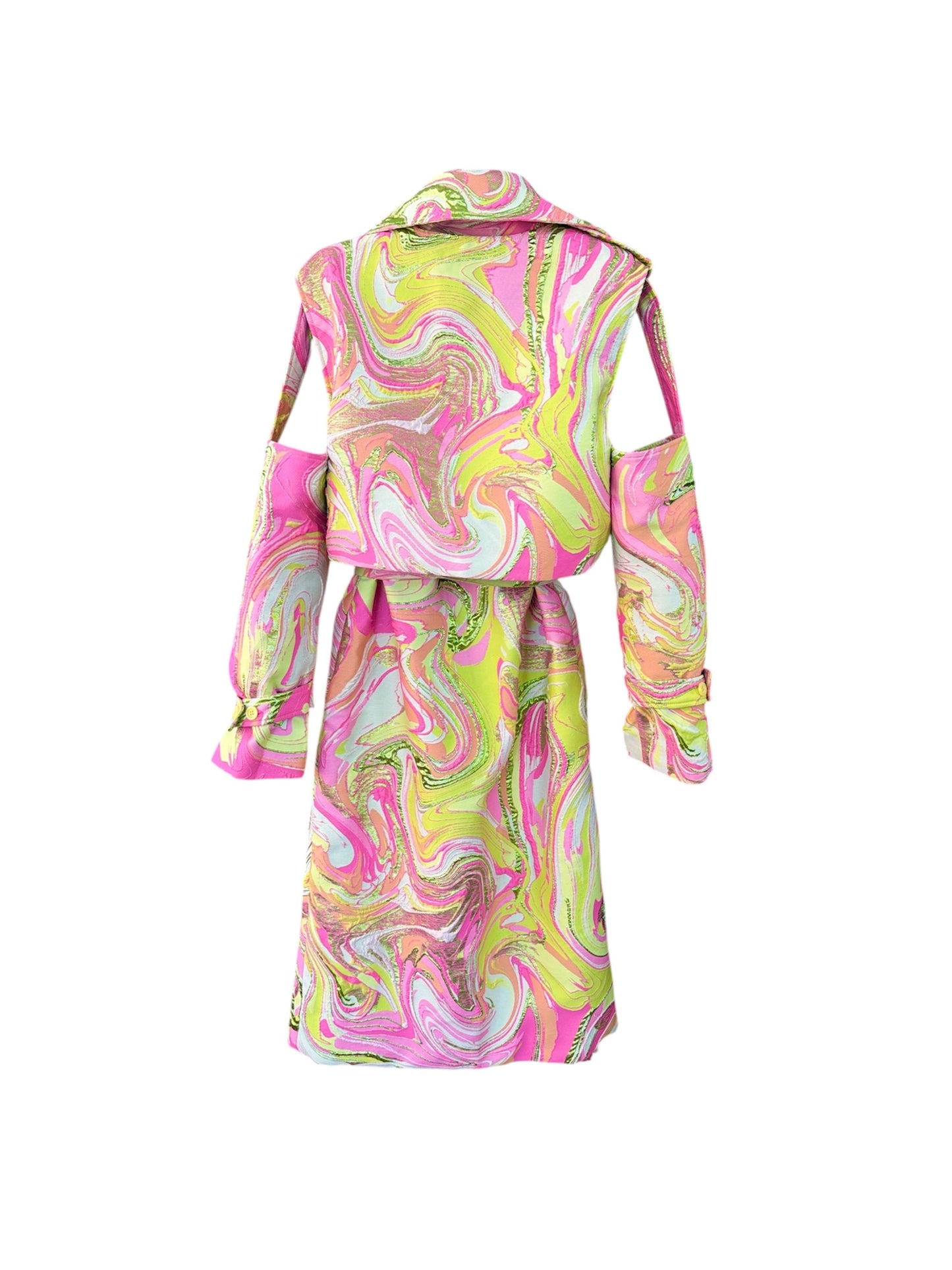 Gabardina chaleco rosa verde