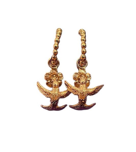 Arete arracada colibrí con flor