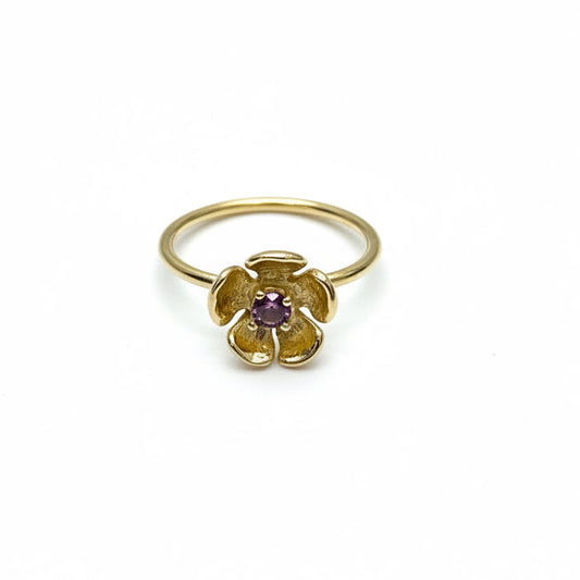 Anillo flor chica turmalina cereza