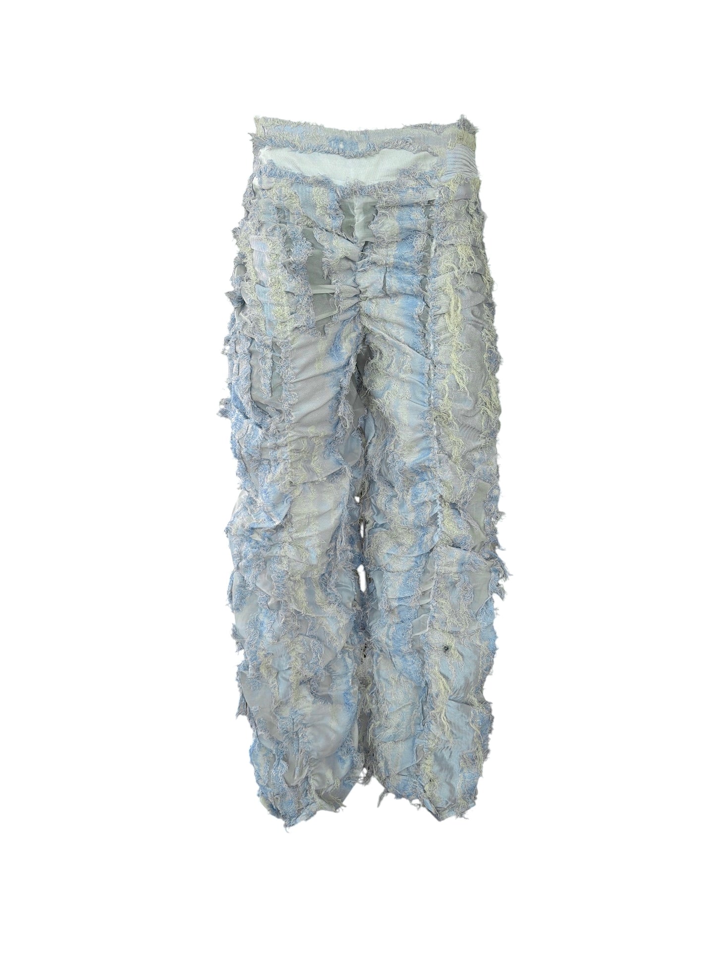 Pantalon scrunchie deshilado transparente