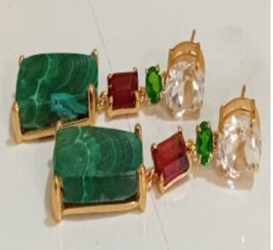 Aretes fiesta malaquita