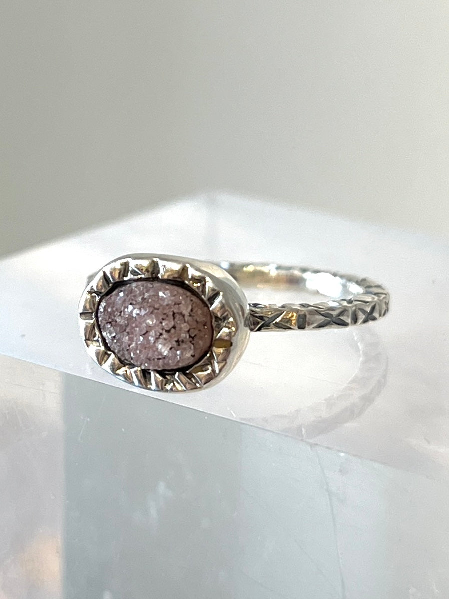 Anillo ópalo ch piedra druzzi