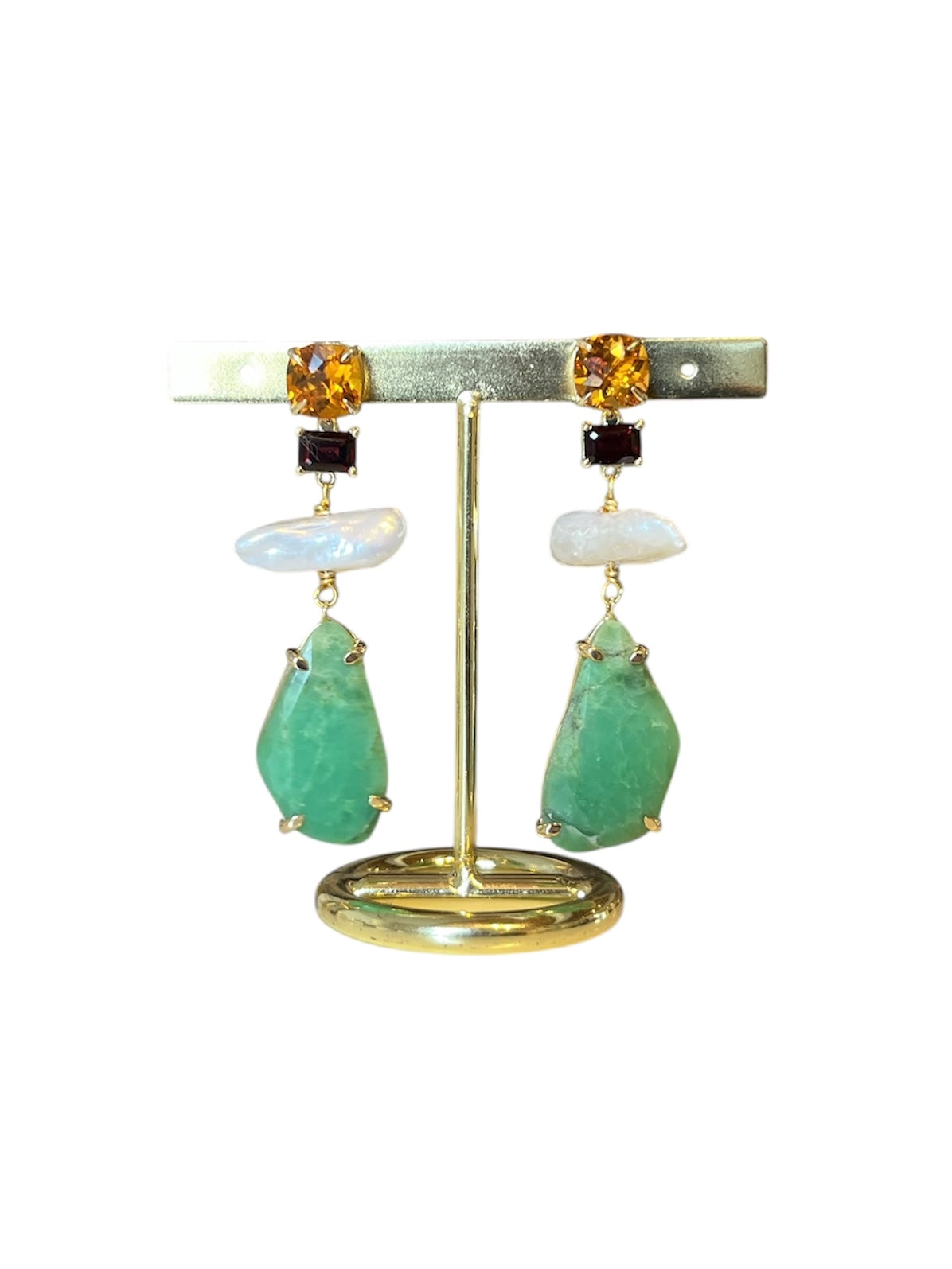 Aretes perla con piedras