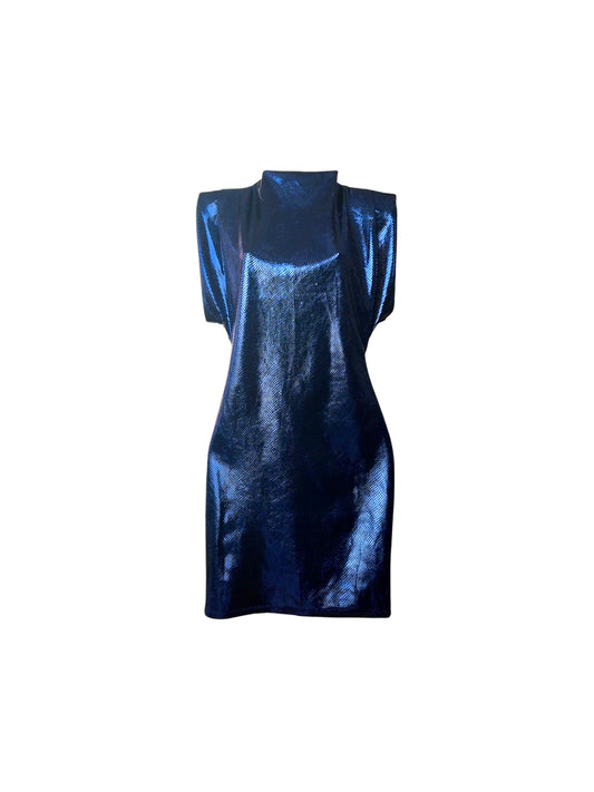 Vestido regina azul metálico cocodrilo