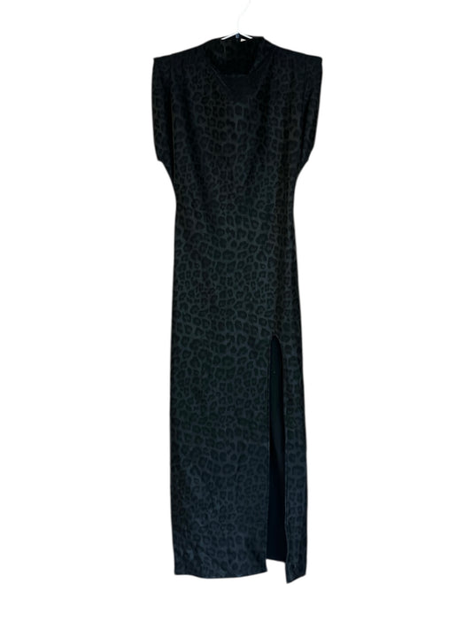Vestido regina largo negro leopardo