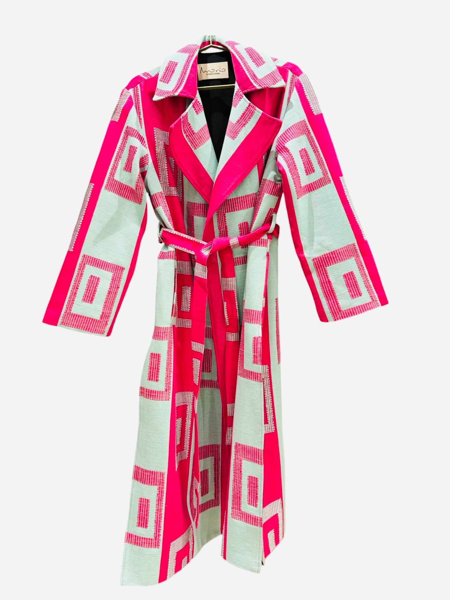 Gabardina telar cuadros | fuscia - menta |