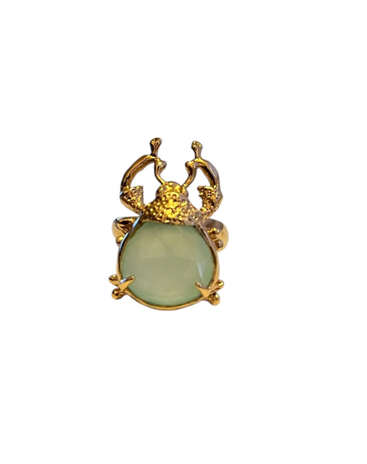 Anillo escarabajo jumbo calcedonia aqua
