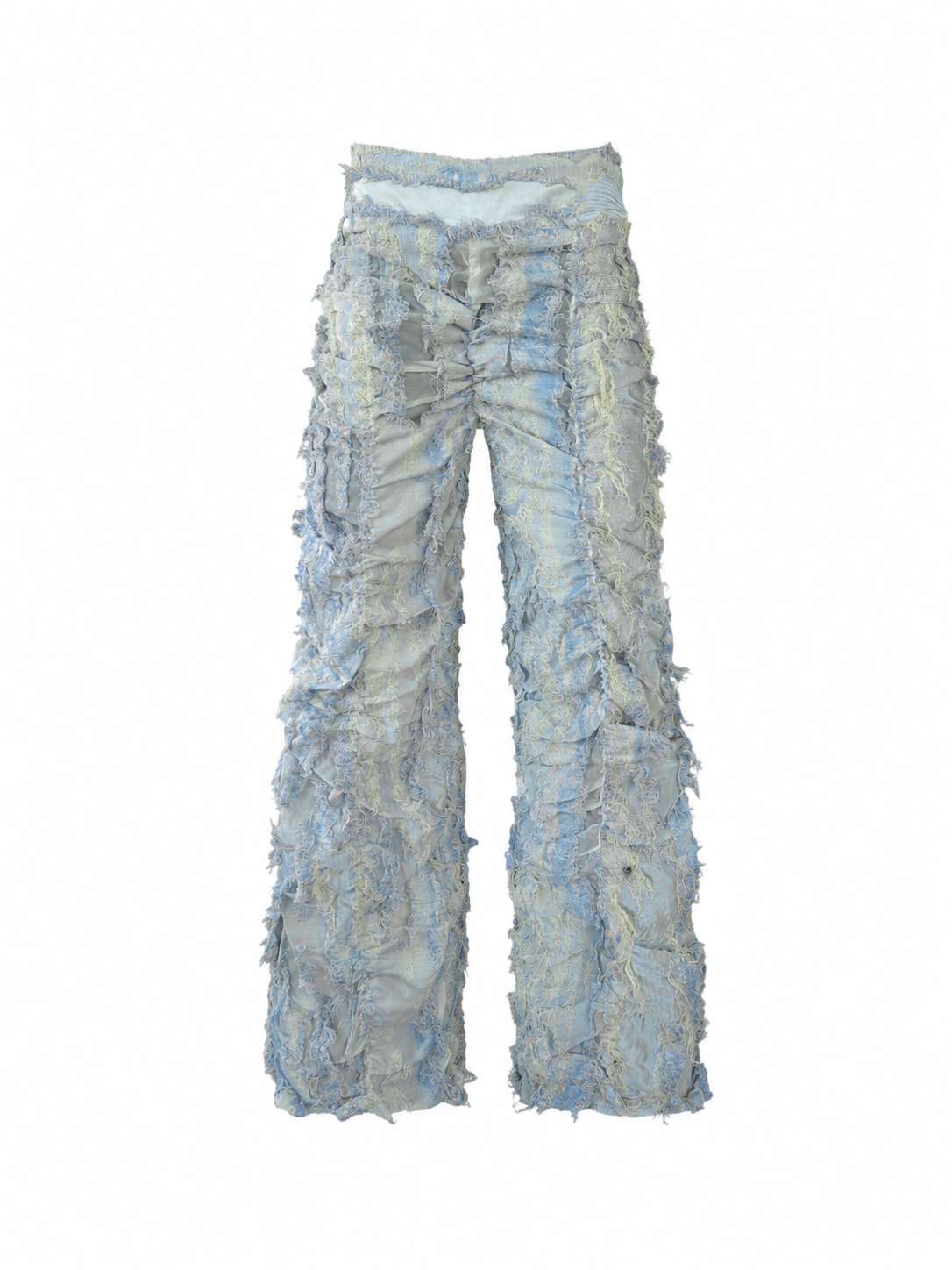 Pantalon scrunchie deshilado transparente