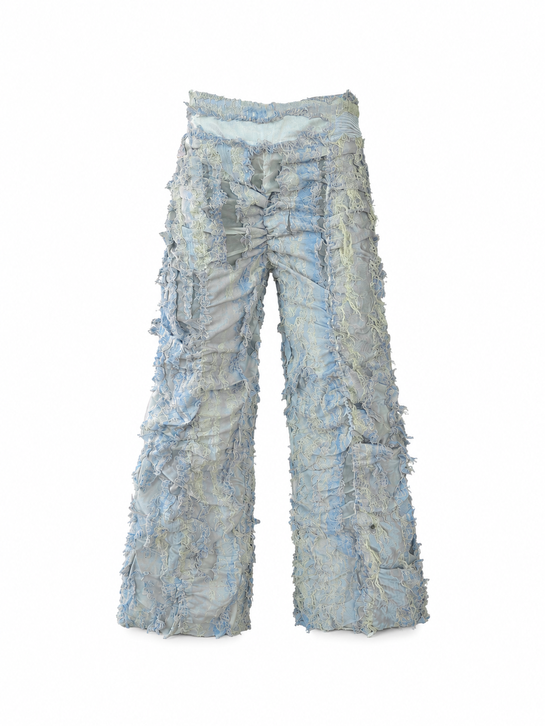 Pantalon scrunchie deshilado transparente