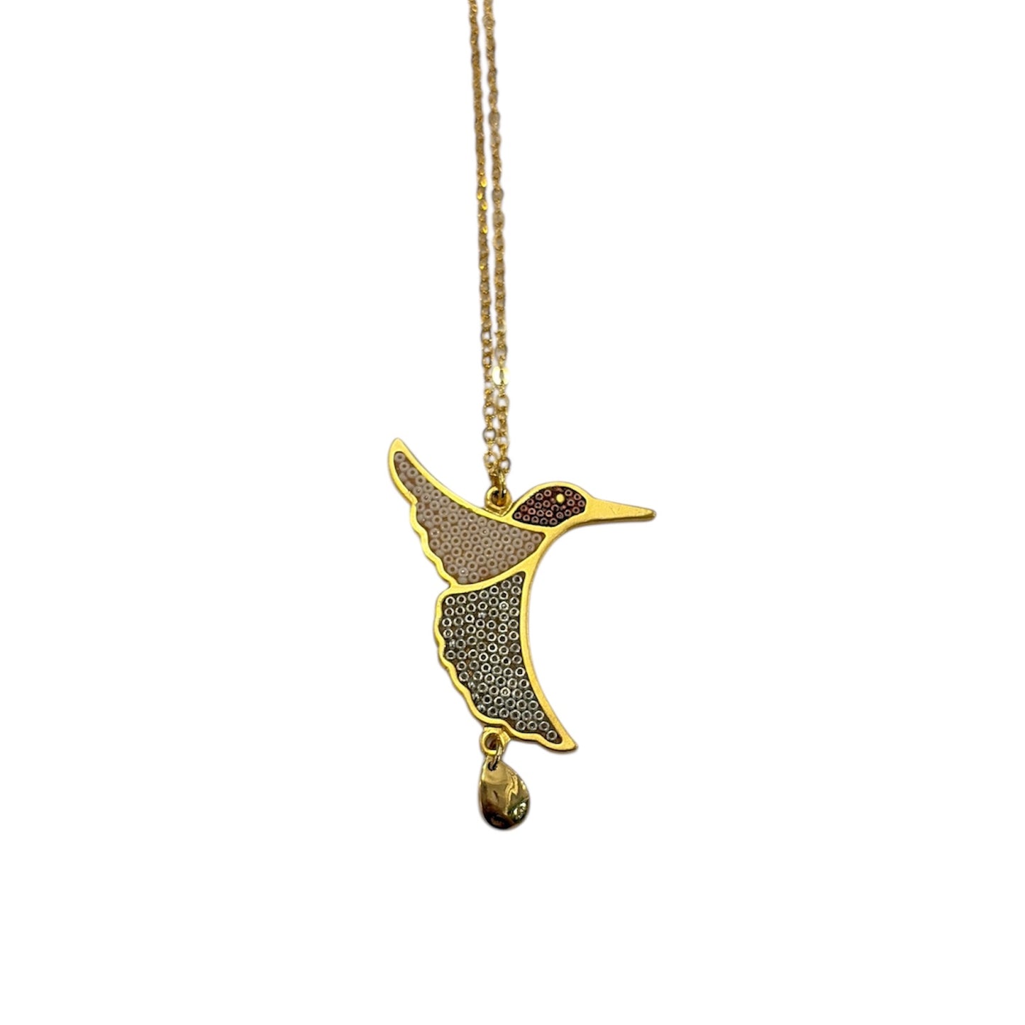 Collar colibrí chico tono champaña