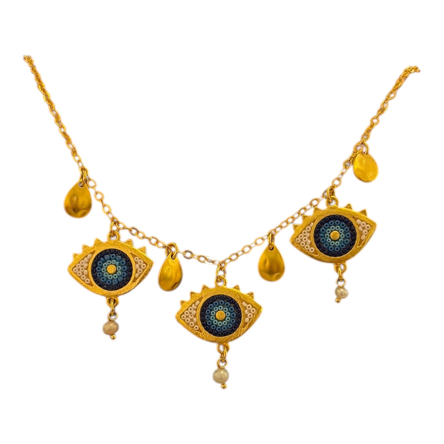 Collar ojo turco con perlas
