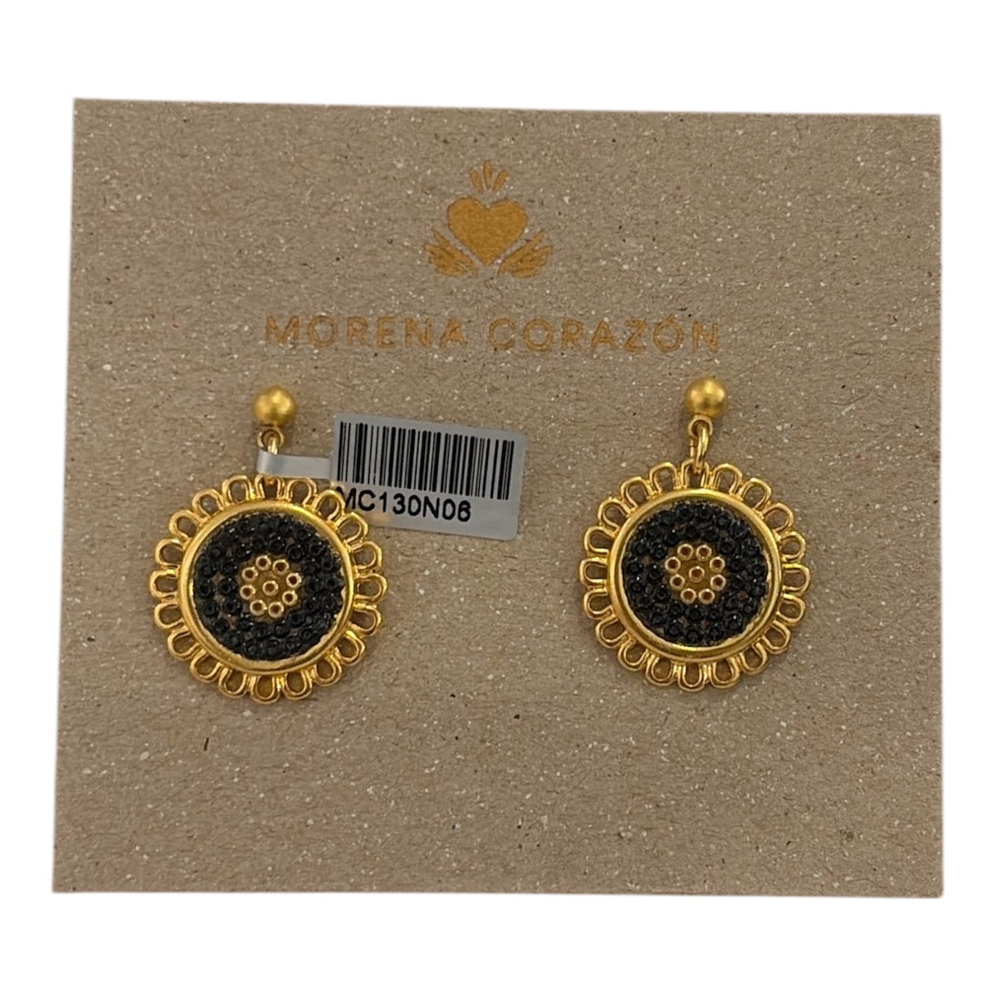 Arete flor chica negro
